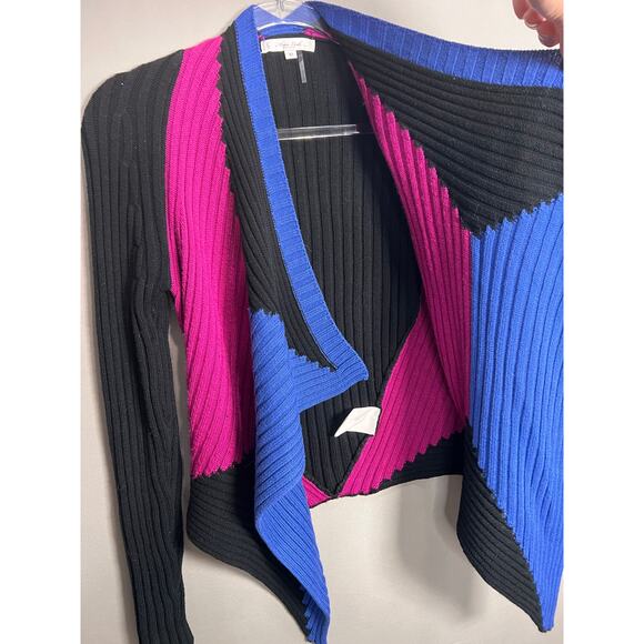 Mona Leah Couture Color Block Sweater Cardigan Winter Medium Paris Minimalist - Picture 10 of 10
